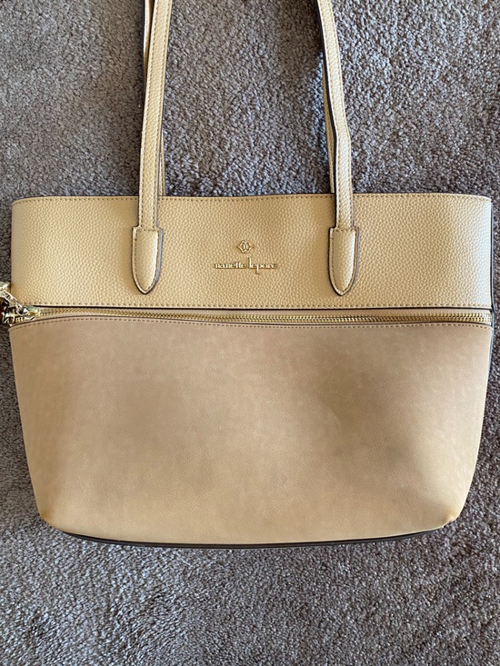 Nanette Lepore Handbags - Nanette Lepore Beige Two-Tone Tote with Faux Suede